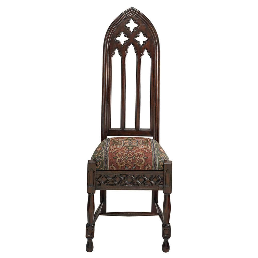 Viollet-le-Duc Brown Mahogany Cathedral Side Chair by Design Toscano 3 Viollet-le-Duc Brown Mahogany Cathedral Side Chair by Design Toscano