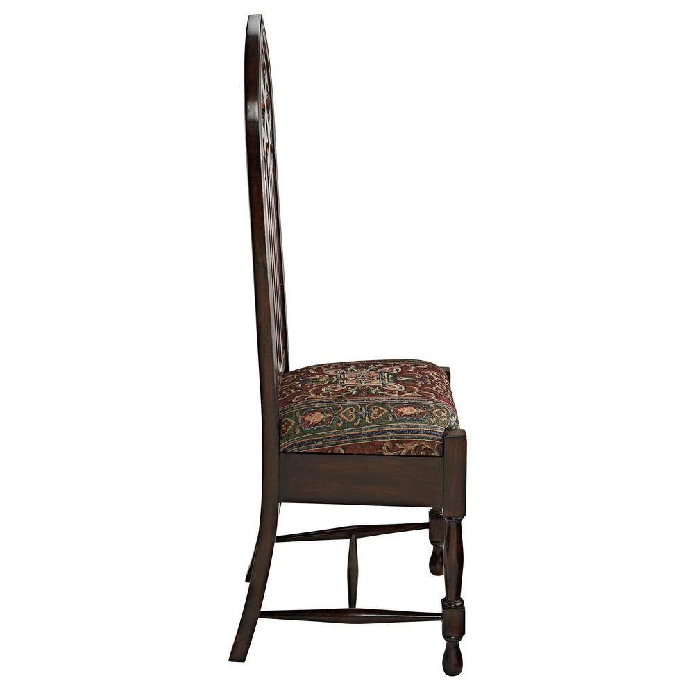 Viollet-le-Duc Brown Mahogany Cathedral Side Chair by Design Toscano 4 Viollet-le-Duc Brown Mahogany Cathedral Side Chair by Design Toscano - Image 2