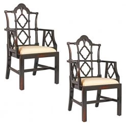 Chinese Walnut Mahogany Chippendale Chair (Set of 2) by Design Toscano