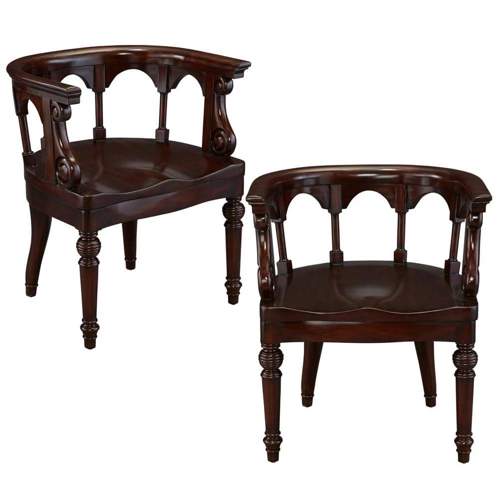 Prince Regent Walnut Mahogany Captain's Chair (Set of 2) by Design Toscano 3 Prince Regent Walnut Mahogany Captain's Chair (Set of 2) by Design Toscano