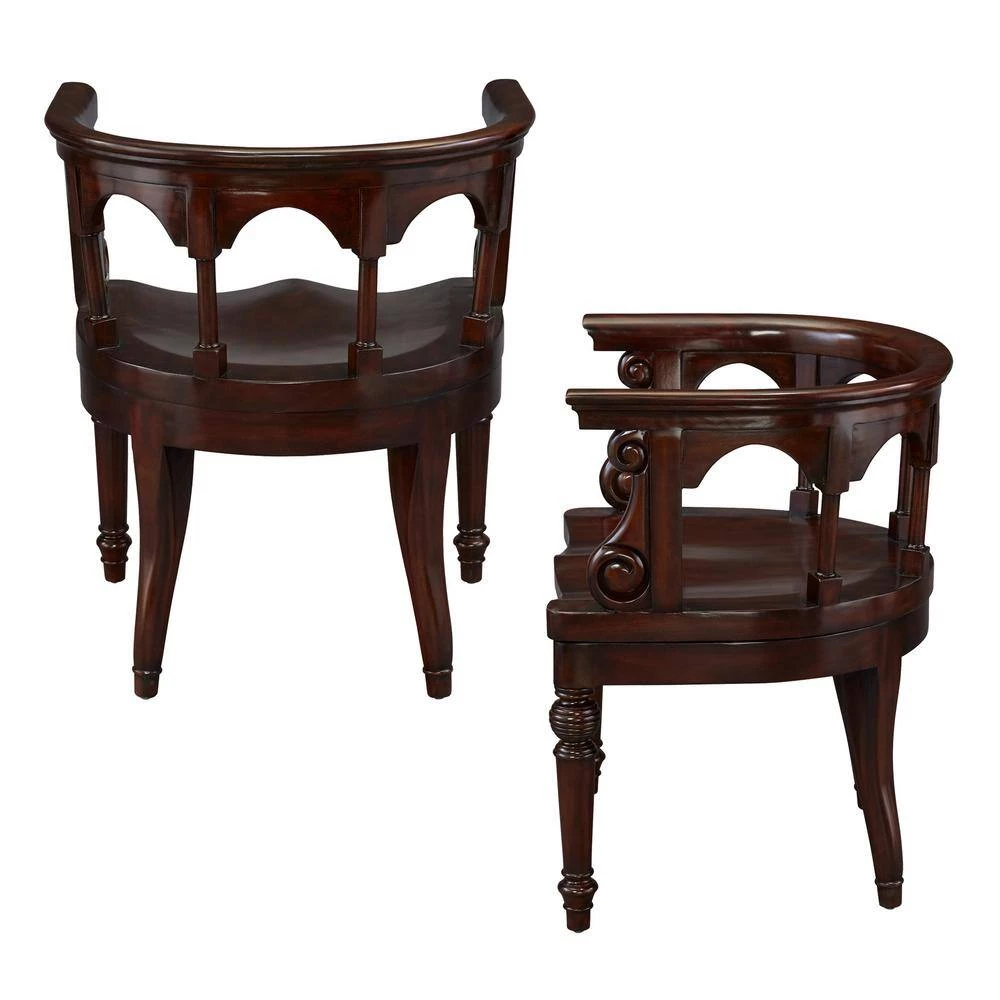 Prince Regent Walnut Mahogany Captain's Chair (Set of 2) by Design Toscano 4 Prince Regent Walnut Mahogany Captain's Chair (Set of 2) by Design Toscano - Image 2