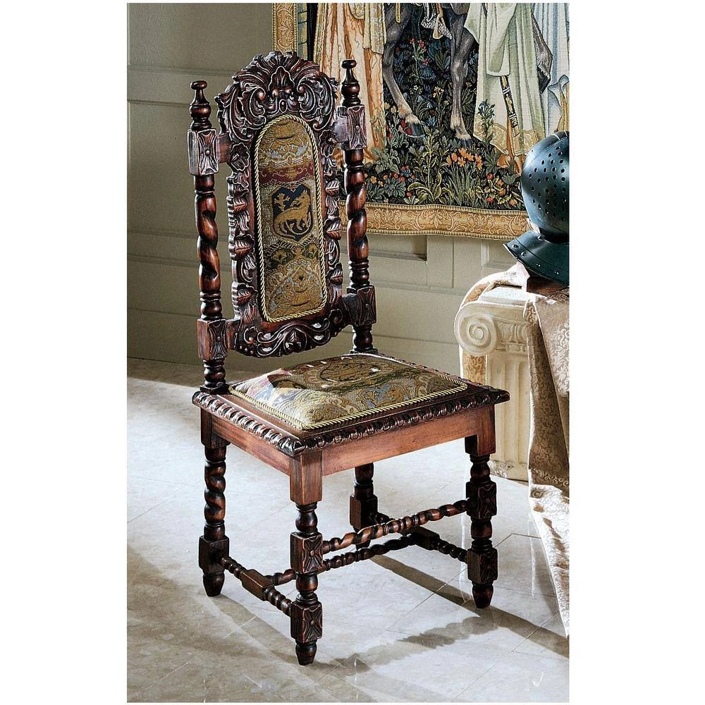 Charles II Walnut Mahogany Side Chair (Set of 6) by Design Toscano 5 Charles II Walnut Mahogany Side Chair (Set of 6) by Design Toscano - Image 3