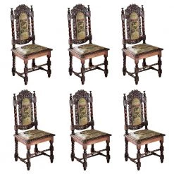 Charles II Walnut Mahogany Side Chair (Set of 6) by Design Toscano