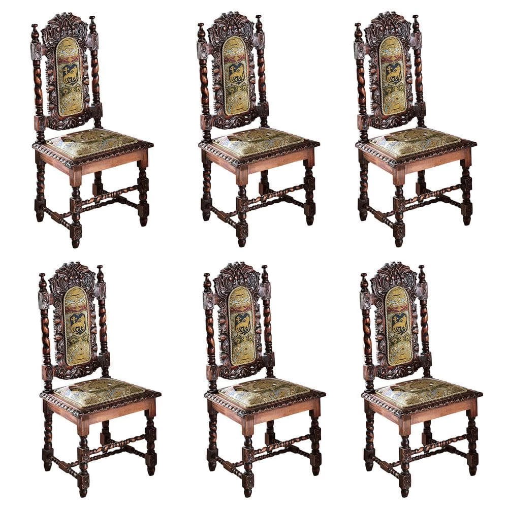 Charles II Walnut Mahogany Side Chair (Set of 6) by Design Toscano 3 Charles II Walnut Mahogany Side Chair (Set of 6) by Design Toscano