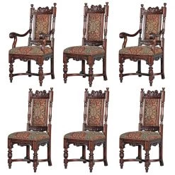 Grand Classic Edwardian Walnut Mahogany Dining Chairs (Set of 6) by Design Toscano