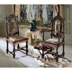 Charles II Walnut Mahogany Armchairs and Side Chairs (Set of 6) by Design Toscano -Steve Silver Online Store walnut design toscano dining chairs af99119 31 1000