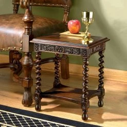 Camberwell Manor 16 in. Brown Standard Rectangle Top Wood Medieval Petite Side Table by Design Toscano -Steve Silver Online Store walnut design toscano end side tables af57258 31 1000
