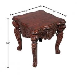 Lord Raffles Grand Hall 24 in. Brown Standard Square Top Wood Lion Leg Side Table by Design Toscano -Steve Silver Online Store walnut design toscano end side tables af57318 40 1000