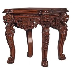 Lord Raffles Grand Hall 24 in. Brown Standard Square Top Wood Lion Leg Side Table by Design Toscano