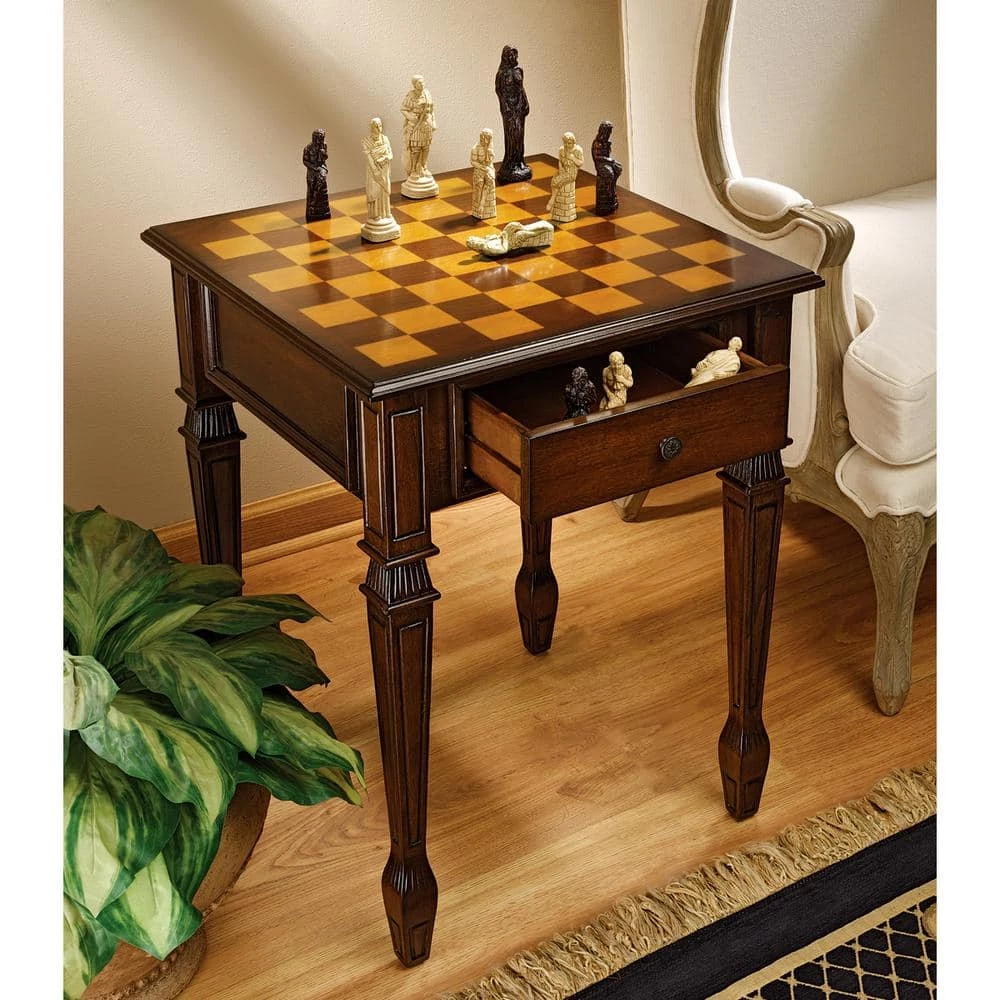 Walpole Manor 20.5 in. Brown Standard Square Top Wood Gaming Chess Table by Design Toscano 8 Walpole Manor 20.5 in. Brown Standard Square Top Wood Gaming Chess Table by Design Toscano - Image 6