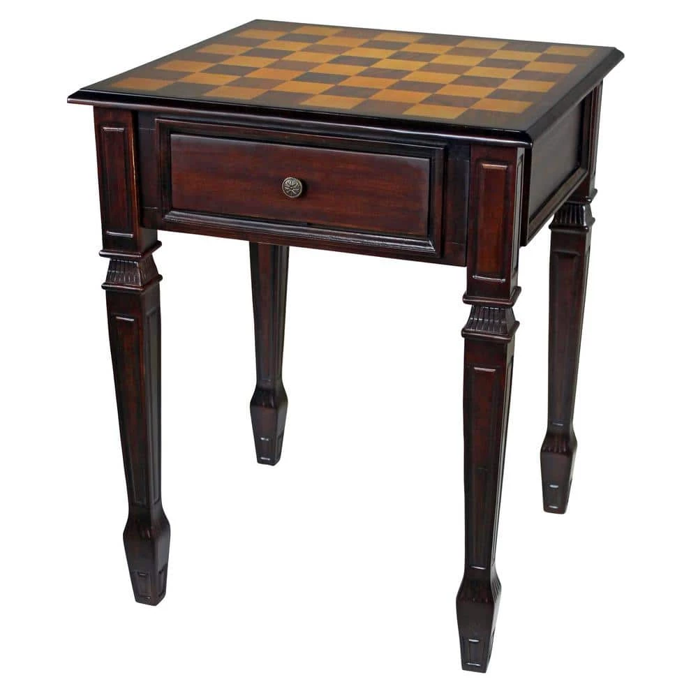 Walpole Manor 20.5 in. Brown Standard Square Top Wood Gaming Chess Table by Design Toscano 4 Walpole Manor 20.5 in. Brown Standard Square Top Wood Gaming Chess Table by Design Toscano - Image 2