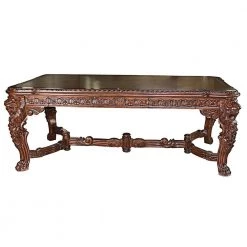 The Lord Raffles 86 in. Rectangle Walnut Wood Top with Wood Frame (Seats 6) by Design Toscano