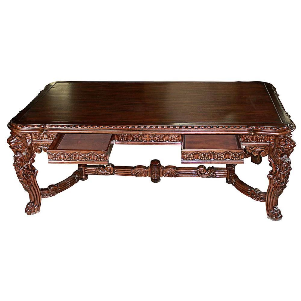 The Lord Raffles 86 in. Rectangle Walnut Wood Top with Wood Frame (Seats 6) by Design Toscano 5 The Lord Raffles 86 in. Rectangle Walnut Wood Top with Wood Frame (Seats 6) by Design Toscano - Image 3