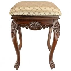 Madame Bouvier Brown Boudoir Stool with Jacquard Upholstery Seat (21.5" H X 15" W X 15" D) by Design Toscano