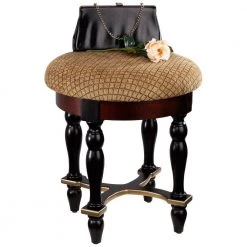 Grand Duchess Brown Boudoir Stool with Brushed Chenille Upholstered Seat (17.5" H X 15" W X 15" D) (Set of 2) by Design Toscano -Steve Silver Online Store walnut design toscano makeup vanities mh9247 31 1000