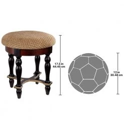Grand Duchess Brown Boudoir Stool with Brushed Chenille Upholstered Seat (17.5" H X 15" W X 15" D) (Set of 2) by Design Toscano -Steve Silver Online Store walnut design toscano makeup vanities mh9247 44 1000