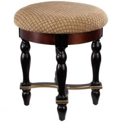 Grand Duchess Brown Boudoir Stool with Brushed Chenille Upholstered Seat (17.5" H X 15" W X 15" D) (Set of 2) by Design Toscano -Steve Silver Online Store walnut design toscano makeup vanities mh9247 4f 1000