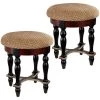 Grand Duchess Brown Boudoir Stool with Brushed Chenille Upholstered Seat (17.5" H X 15" W X 15" D) (Set of 2) by Design Toscano -Steve Silver Online Store walnut design toscano makeup vanities mh9247 64 1000