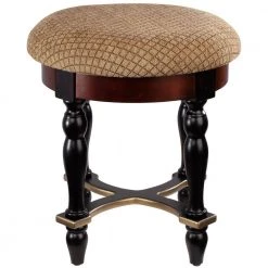 Grand Duchess Brown Boudoir Stool with Brushed Chenille Upholstered Seat (17.5" H X 15" W X 15" D) (Set of 2) by Design Toscano -Steve Silver Online Store walnut design toscano makeup vanities mh9247 c3 1000