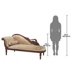 Swan Fainting 73 in. W Rolled Arm Jacquard Fabric Straight Cabriole Couch with Left Facing Orientation in Beige by Design Toscano -Steve Silver Online Store walnut design toscano sofas couches gr305l 44 1000