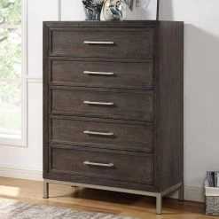 Broomfield 38"D x 18"W x 53"H Walnut 5-Drawer Chest by Steve Silver -Steve Silver Online Store walnut steve silver chest of drawers br950c 31 1000