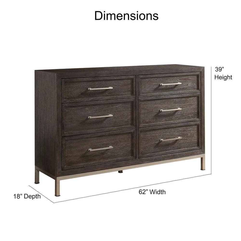 Broomfield 62"W x 18"D x 39"H Walnut Six-Drawer Dresser by Steve Silver 8 Broomfield 62"W x 18"D x 39"H Walnut Six-Drawer Dresser by Steve Silver - Image 6