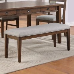 Ora Walnut Polyester Dining Bench (50 in. Depth x 16 in. Width x 19 in. Height) by Steve Silver -Steve Silver Online Store warm walnut steve silver bedroom benches or700bn 31 1000