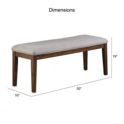 Ora Walnut Polyester Dining Bench (50 in. Depth x 16 in. Width x 19 in. Height) by Steve Silver -Steve Silver Online Store warm walnut steve silver bedroom benches or700bn 4f 1000