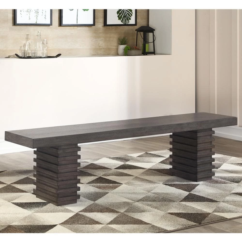 Mila Wahsed Gray Bench 18 in. H x 72 in. W x 15 in. D by Steve Silver 4 Mila Wahsed Gray Bench 18 in. H x 72 in. W x 15 in. D by Steve Silver - Image 2