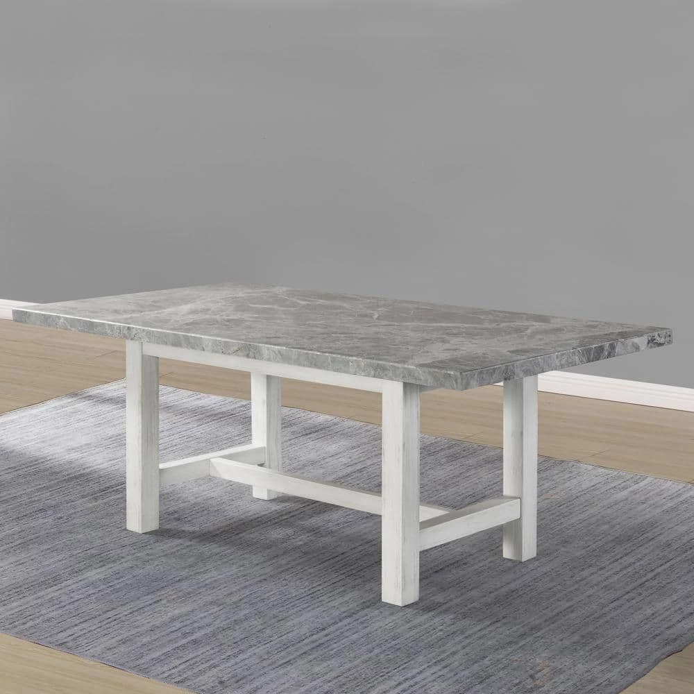 Canova Weathered White Marble Top Dining Table by Steve Silver 5 Canova Weathered White Marble Top Dining Table by Steve Silver - Image 3