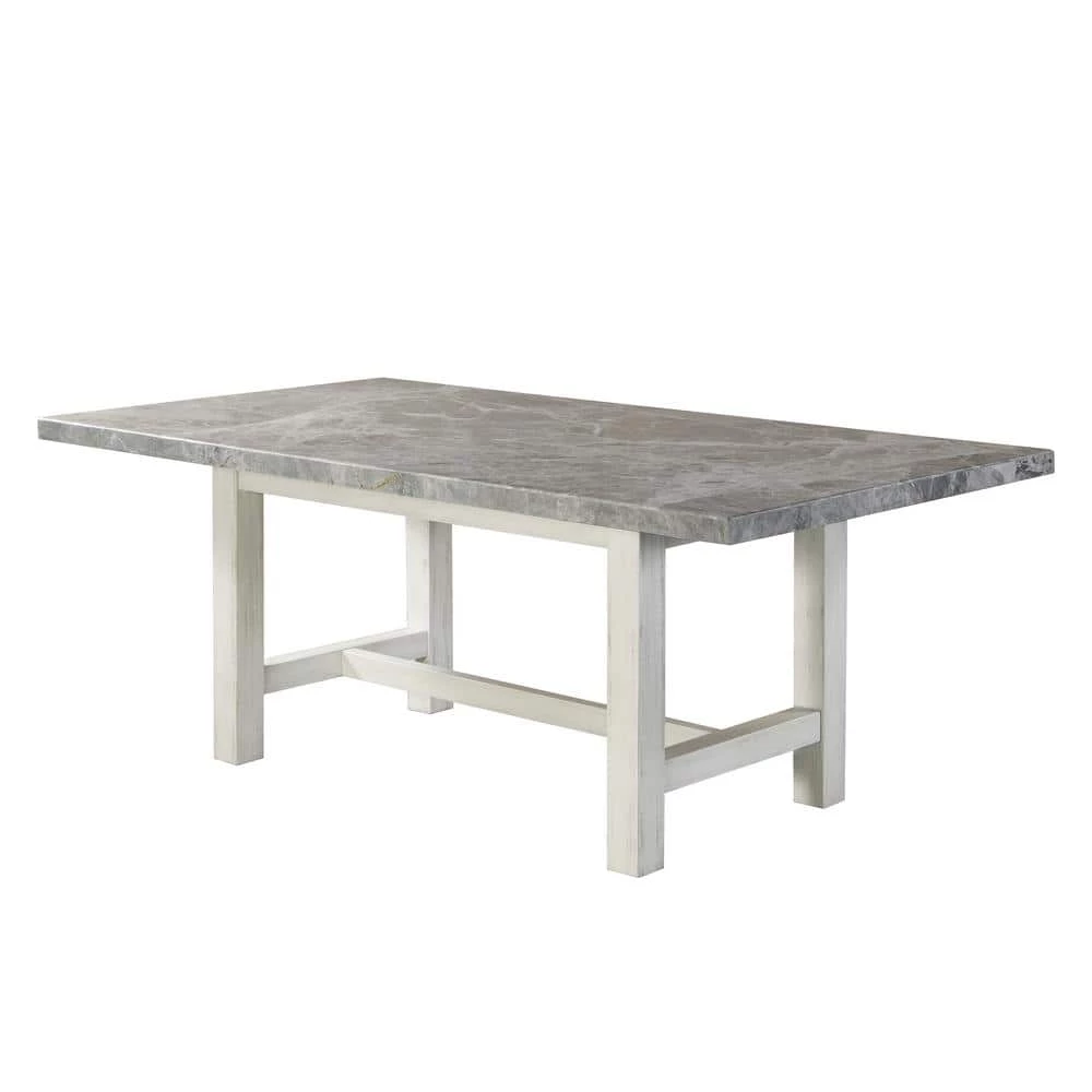 Canova Weathered White Marble Top Dining Table by Steve Silver 4 Canova Weathered White Marble Top Dining Table by Steve Silver - Image 2