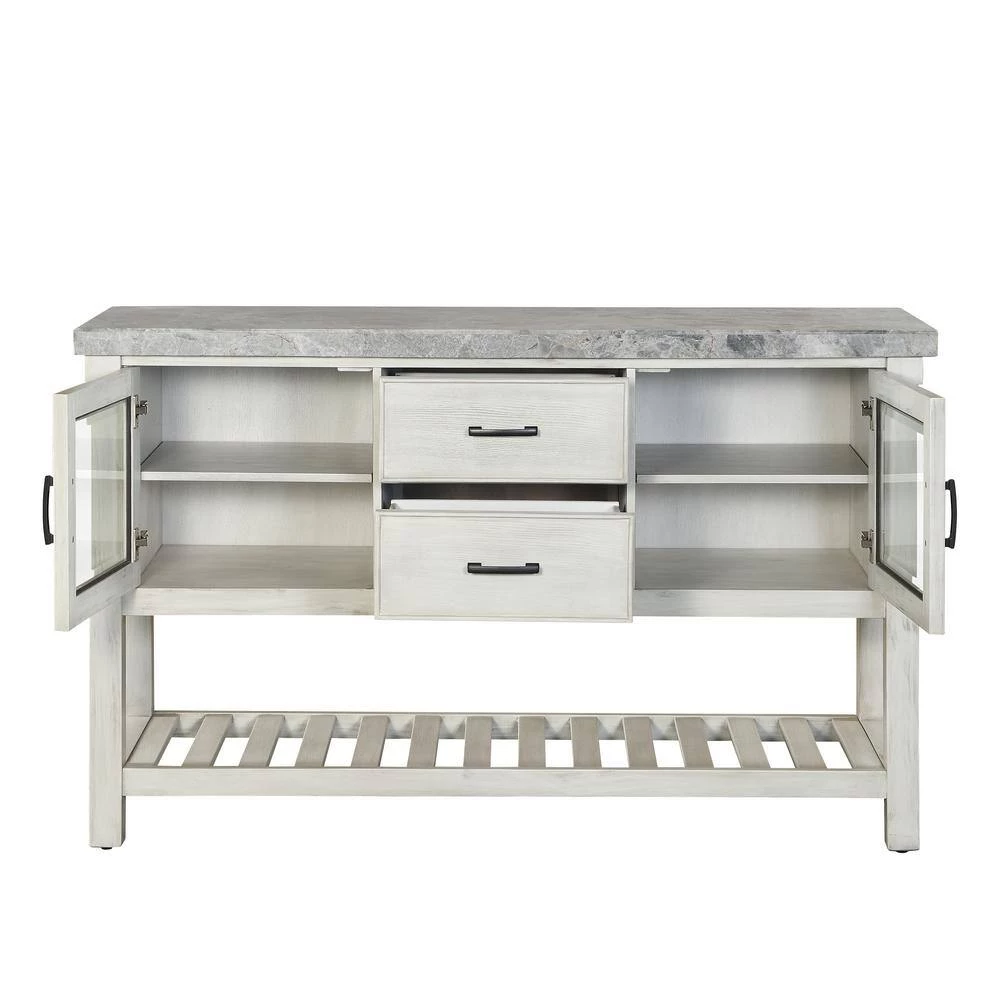 Canova Weathered White Marble Top Server by Steve Silver 4 Canova Weathered White Marble Top Server by Steve Silver - Image 2