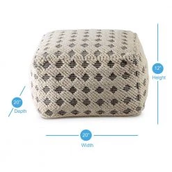 Kodi Square Pouf by Steve Silver -Steve Silver Online Store white and gray steve silver ottomans kd200p 4f 1000