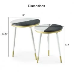 Taj White and Black 2-Piece Round Side Table by Steve Silver -Steve Silver Online Store white black steve silver nesting tables tj2000 1f 1000
