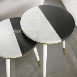 Taj White and Black 2-Piece Round Side Table by Steve Silver -Steve Silver Online Store white black steve silver nesting tables tj2000 c3 1000