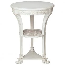 Lanquedoc French 21.5 in. Round White Standard Top Wood Pedestal Table by Design Toscano