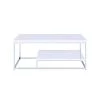 Lucia 47 in. White/Chrome Large Rectangle Resin Coffee Table with Shelf by Steve Silver 1 Lucia 47 in. White/Chrome Large Rectangle Resin Coffee Table with Shelf by Steve Silver -Steve Silver Online Store white finish and chrome steve silver coffee tables lu450cw 64 1000