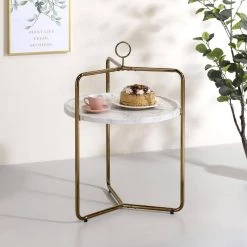 Miro 19.5 in. W White/Gold Side Table by Steve Silver -Steve Silver Online Store white gold steve silver end side tables mr200eg 31 1000