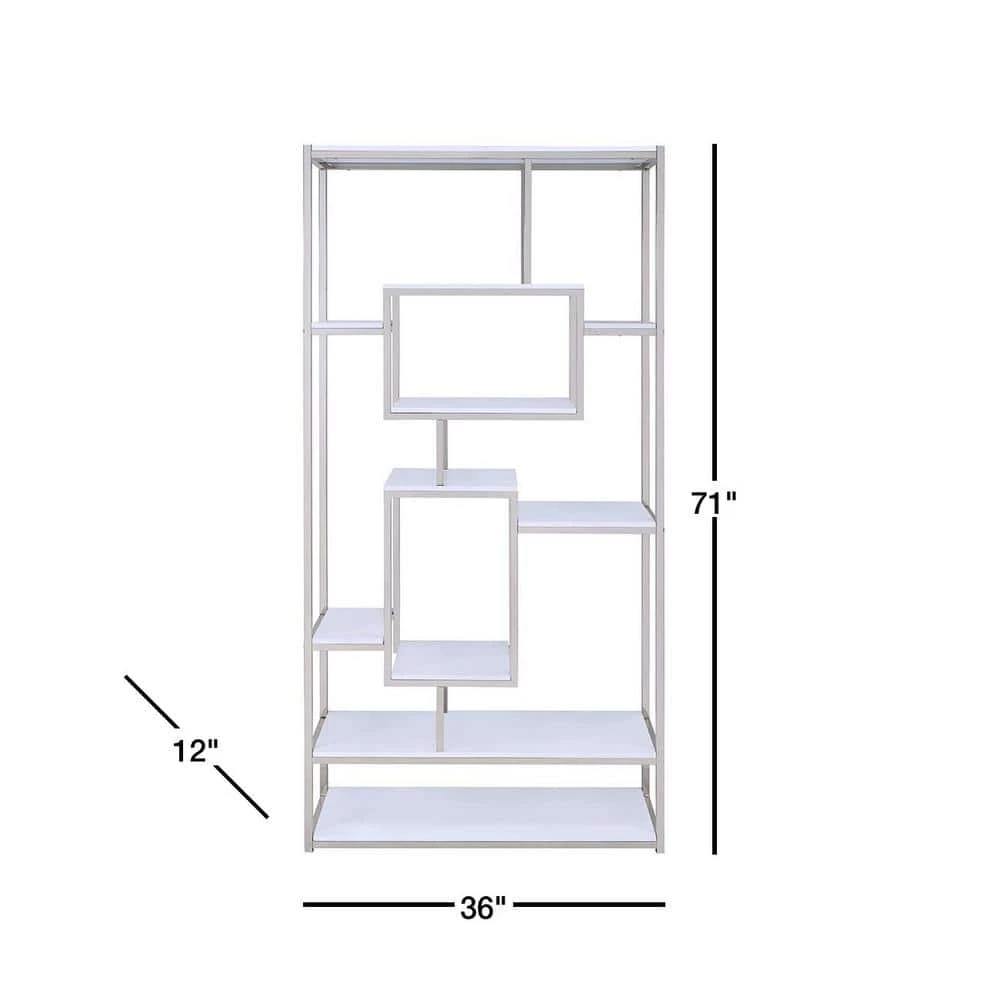 Alize 71 in. White and Chrome Multi Shelf Bookcase by Steve Silver 5 Alize 71 in. White and Chrome Multi Shelf Bookcase by Steve Silver - Image 3