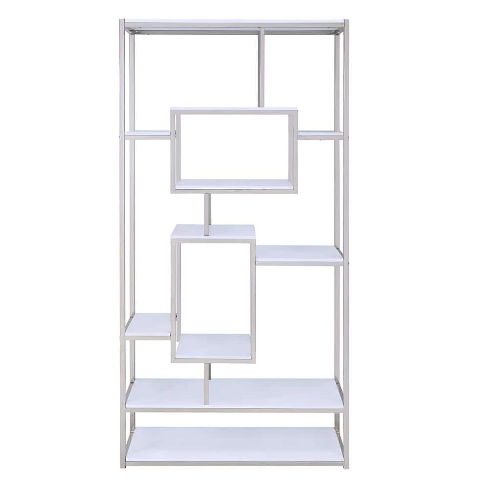 Alize 71 in. White and Chrome Multi Shelf Bookcase by Steve Silver 6 Alize 71 in. White and Chrome Multi Shelf Bookcase by Steve Silver - Image 4