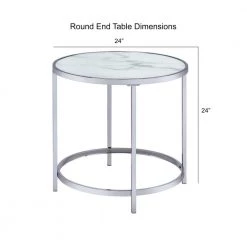 Rayne White Faux Marble Top Round End Table by Steve Silver -Steve Silver Online Store white steve silver end side tables ry300ew c3 1000