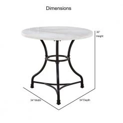 Claire White Marble Cafe Table by Steve Silver -Steve Silver Online Store white steve silver kitchen dining tables cr340t 4f 1000